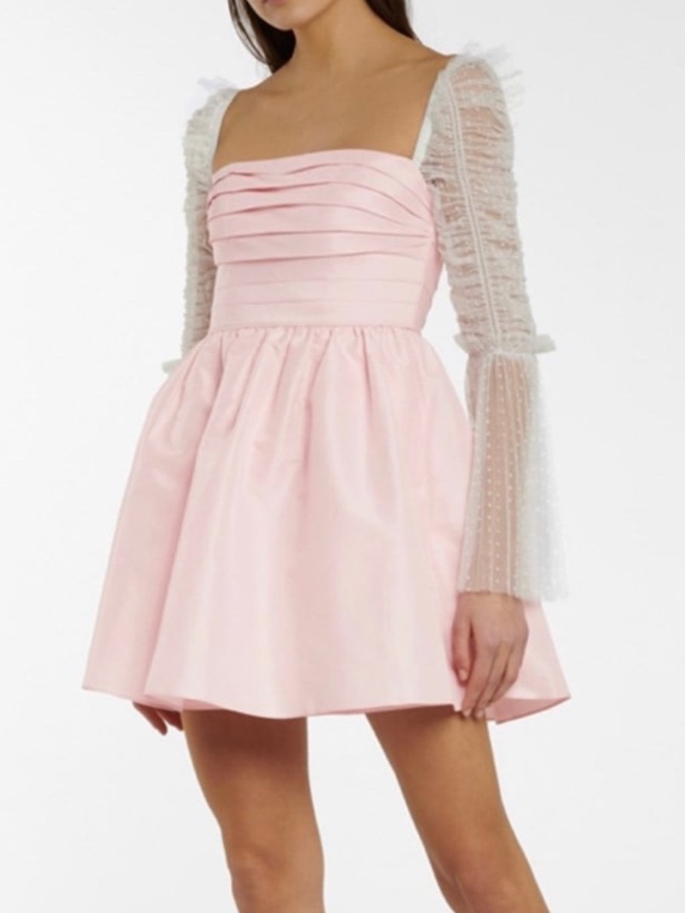 Self-Portrait Blush Pink Pleated Mini Dress